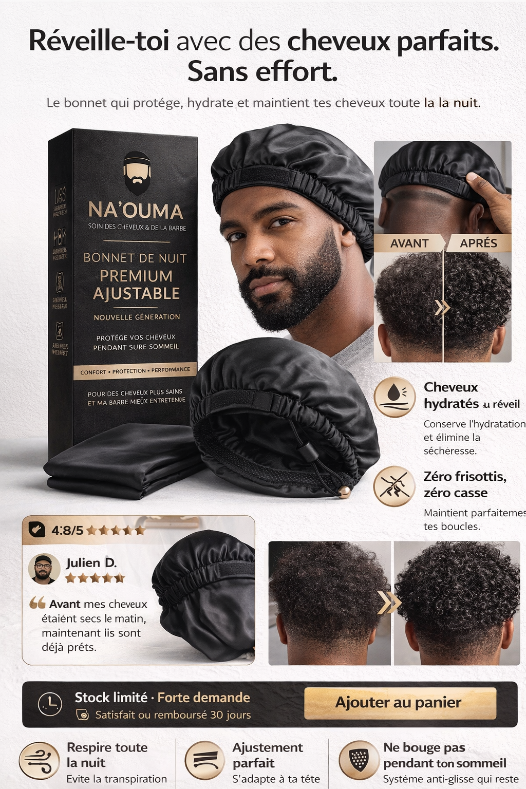 Bonnet en satin cheveux